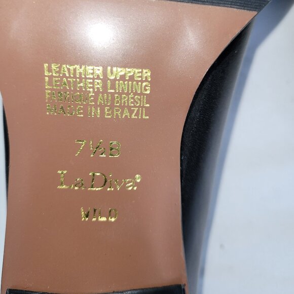 Vintage La Diva Black Square Toed Loafers with Burgundy Trim Size 7.5 B - Picture 7 of 10